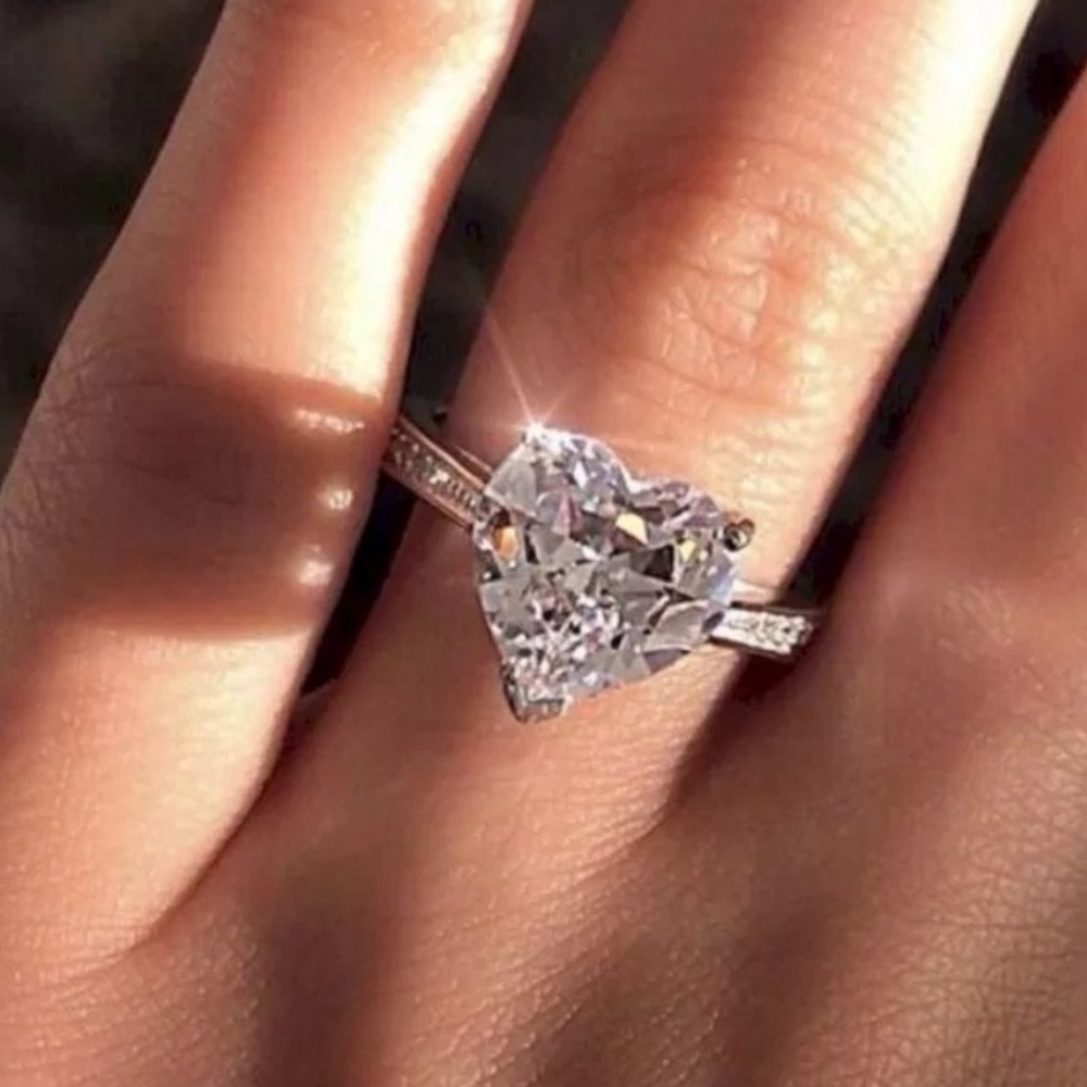 NEW 925 Sterling Silver Diamond Heart Ring